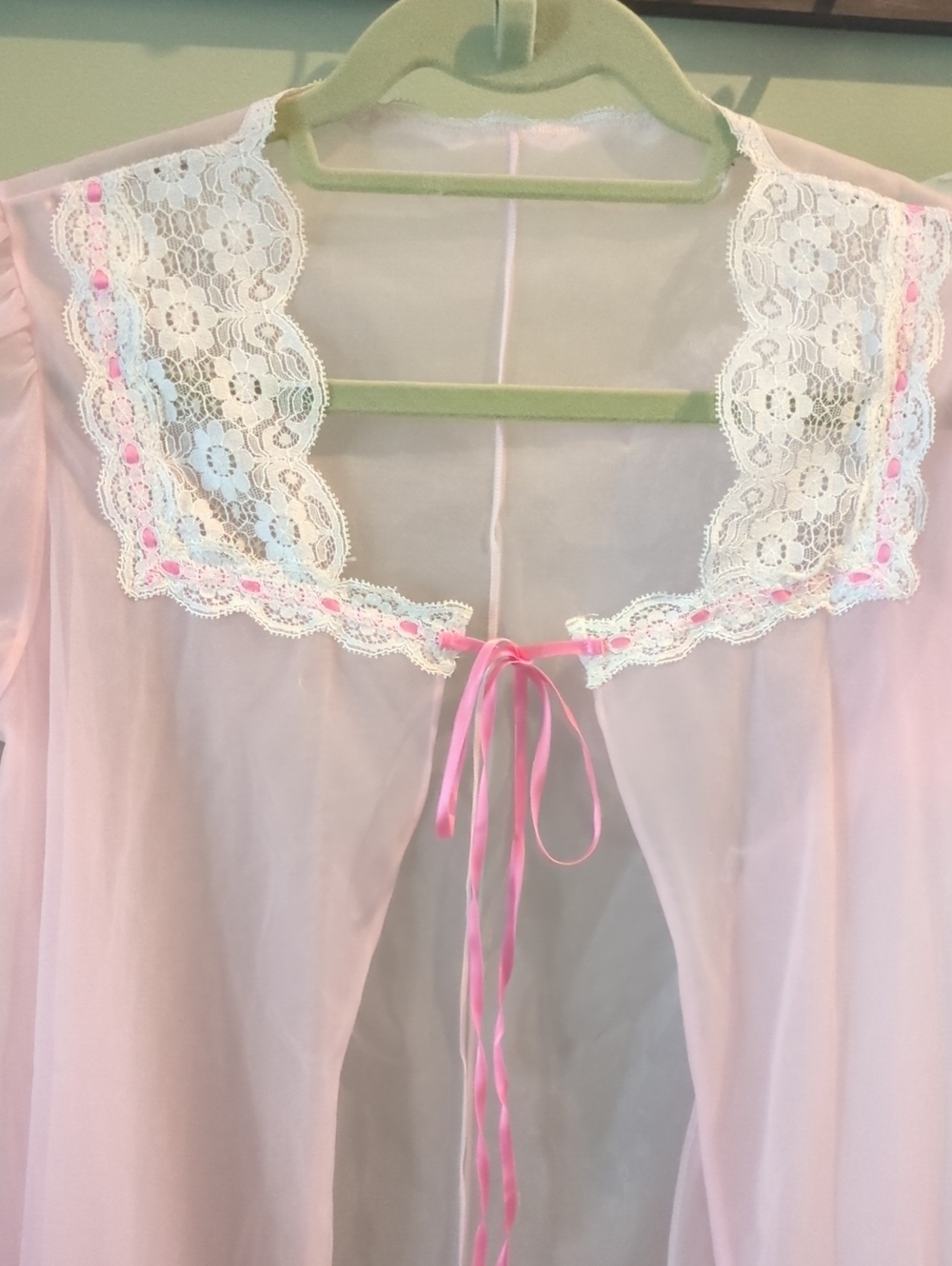 Vintage Vanity Fair & Shadowline Sheer Peignoir Robe Set Pink Blue Lace SP - Picture 4 of 16